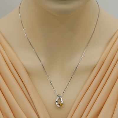 Citrine Sterling Silver Slider Pendant Necklace