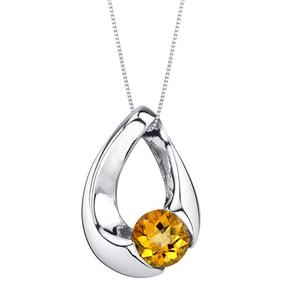 Citrine Sterling Silver Slider Pendant Necklace