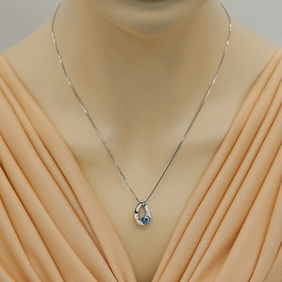 London Blue Topaz Sterling Silver Slider Pendant Necklace