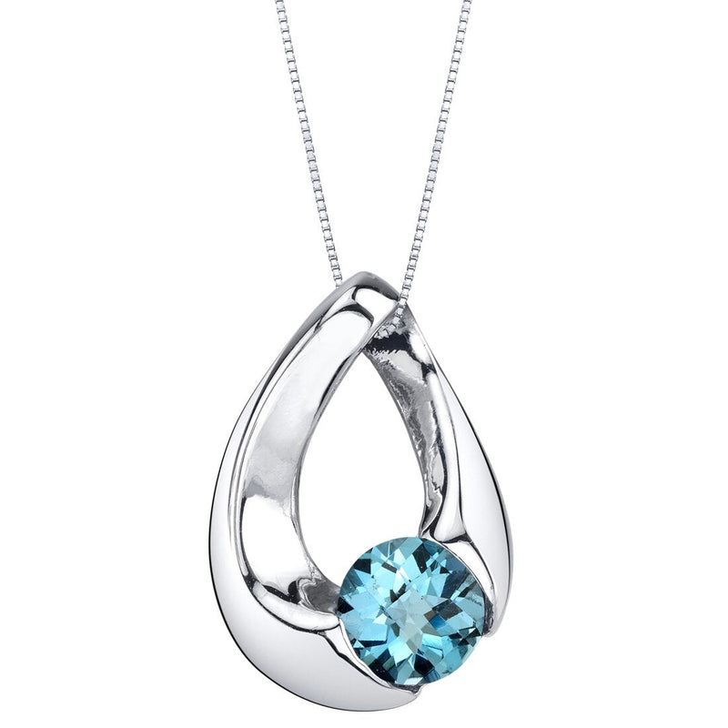 London Blue Topaz Sterling Silver Slider Pendant Necklace