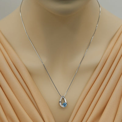 Swiss Blue Topaz Sterling Silver Slider Pendant Necklace