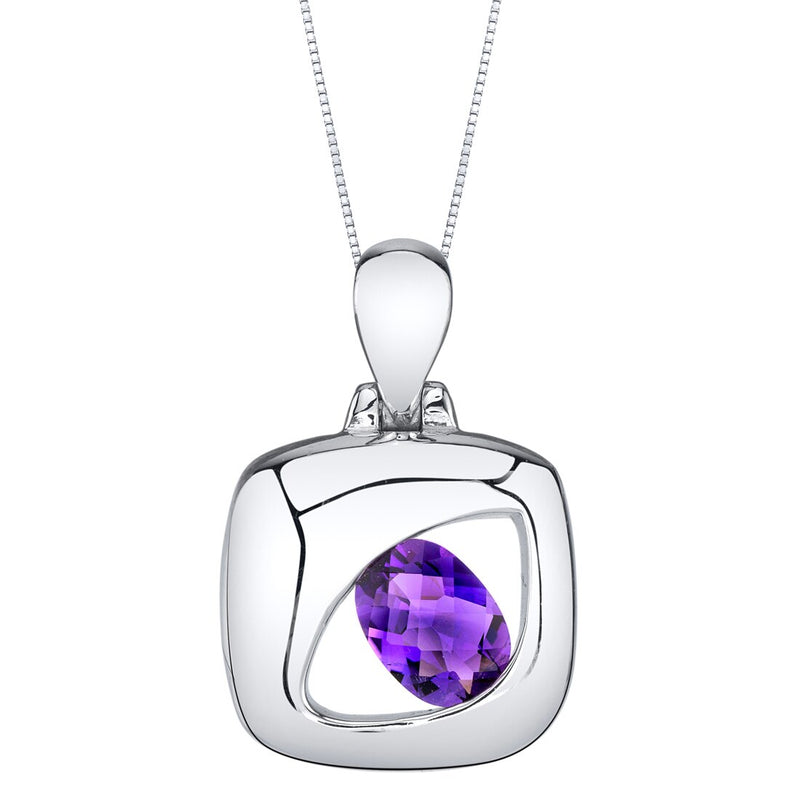 Amethyst Sterling Silver Sculpted Pendant Necklace