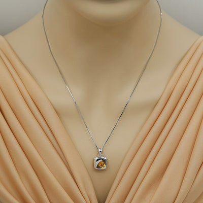 Citrine Sterling Silver Sculpted Pendant Necklace