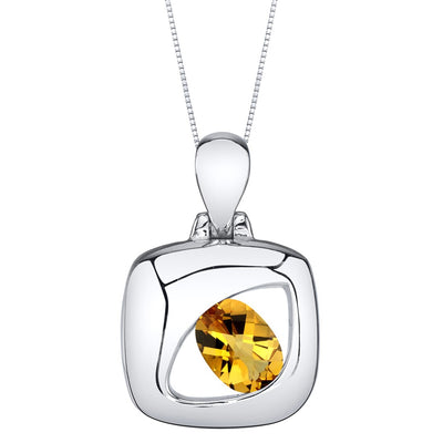 Citrine Sterling Silver Sculpted Pendant Necklace