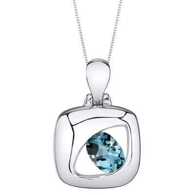 London Blue Topaz Sterling Silver Sculpted Pendant Necklace