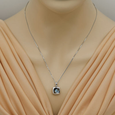 Swiss Blue Topaz Sterling Silver Sculpted Pendant Necklace