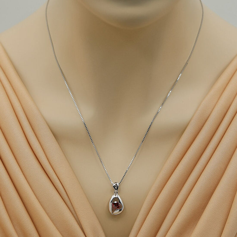 Garnet Sterling Silver Minimalist Pendant Necklace