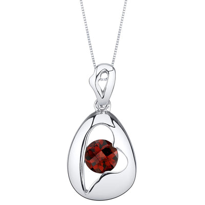 Garnet Sterling Silver Minimalist Pendant Necklace