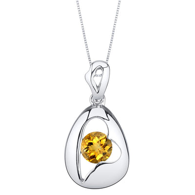 Citrine Sterling Silver Minimalist Pendant Necklace