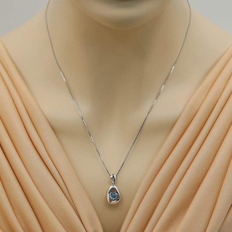 Swiss Blue Topaz Sterling Silver Minimalist Pendant Necklace