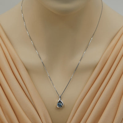 London Blue Topaz Sterling Silver Chiseled Pendant Necklace