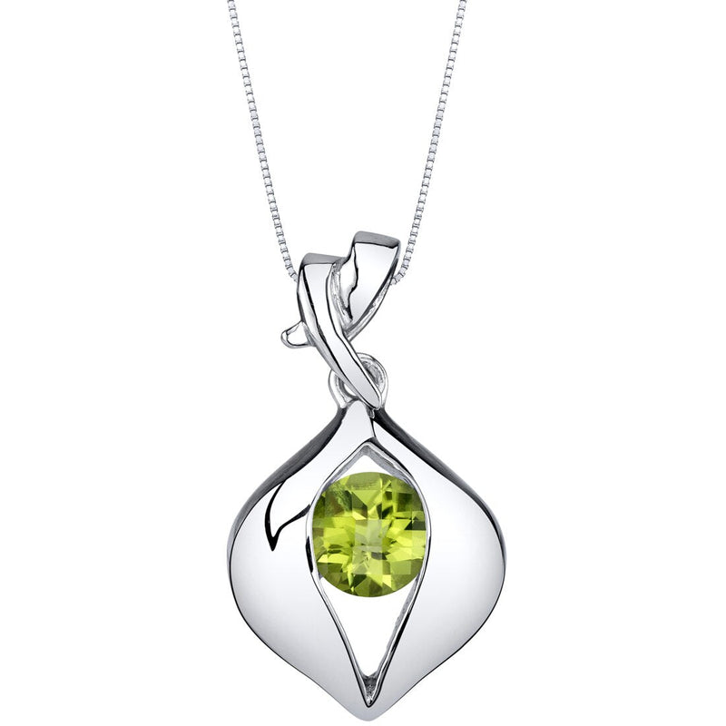 Peridot Venus Solitaire Pendant Necklace Sterling Silver