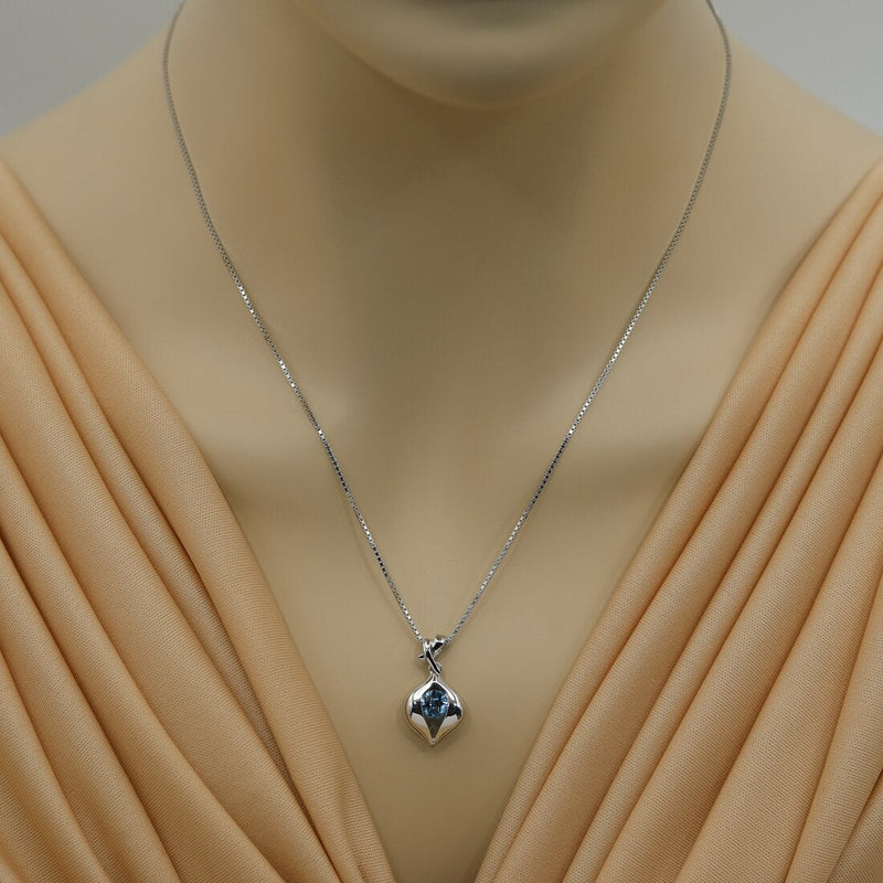 Swiss Blue Topaz Sterling Silver Venus Pendant Necklace