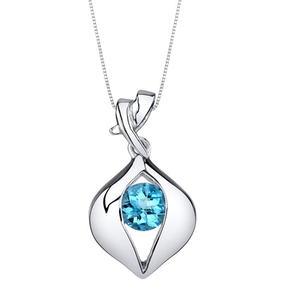 Swiss Blue Topaz Sterling Silver Venus Pendant Necklace