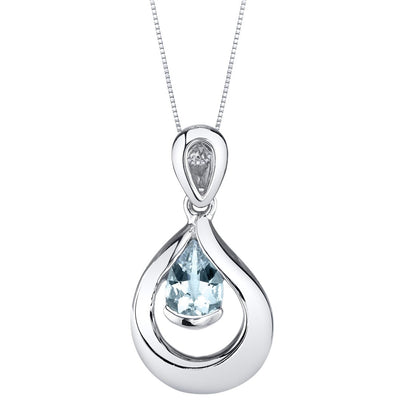 Aquamarine Sterling Silver Raindrop Pendant Necklace