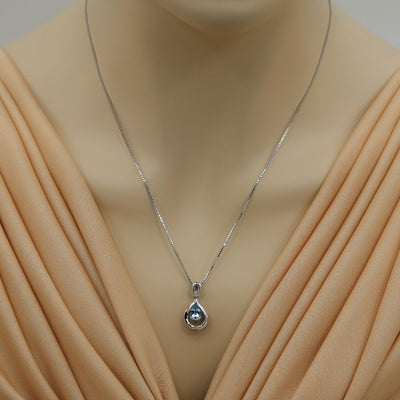 Swiss Blue Topaz Sterling Silver Raindrop Pendant Necklace