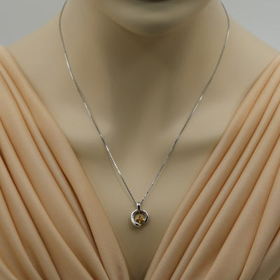 Citrine Sterling Silver Cushion Cut Orbit Pendant Necklace