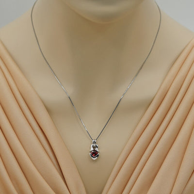 Garnet Sterling Silver Tumi Pendant Necklace