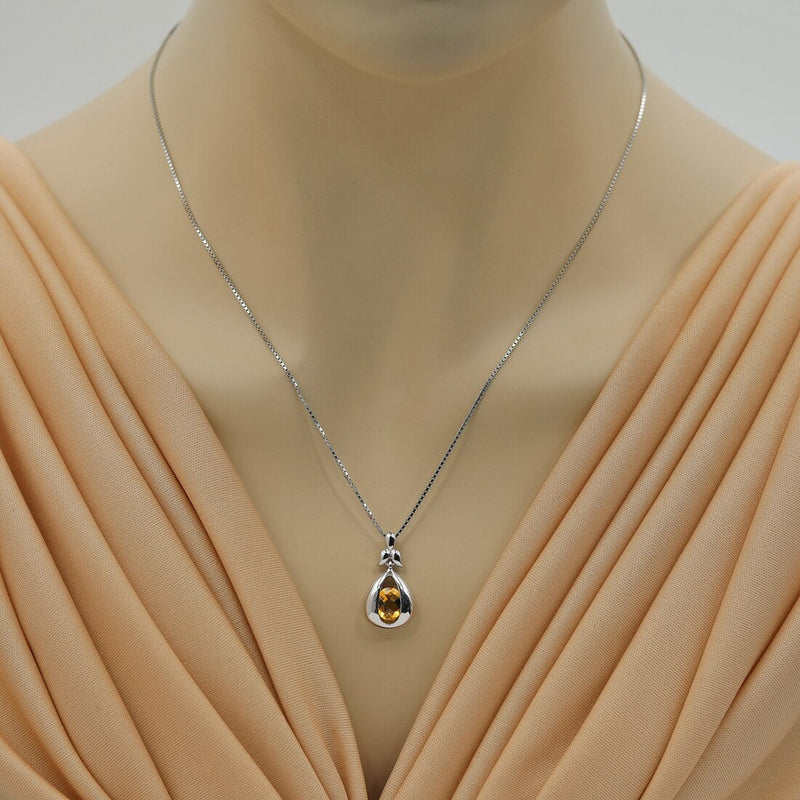 Citrine Sterling Silver Cascade Pendant Necklace