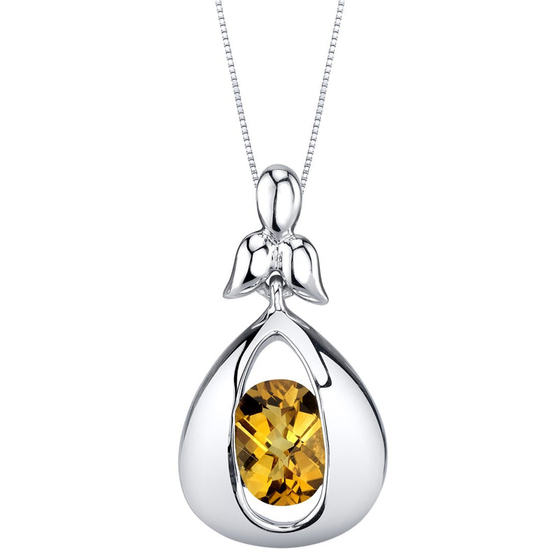 Citrine Sterling Silver Cascade Pendant Necklace