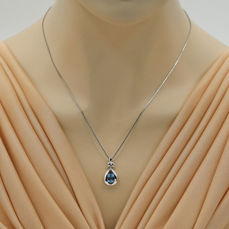 London Blue Topaz Sterling Silver Cascade Pendant Necklace