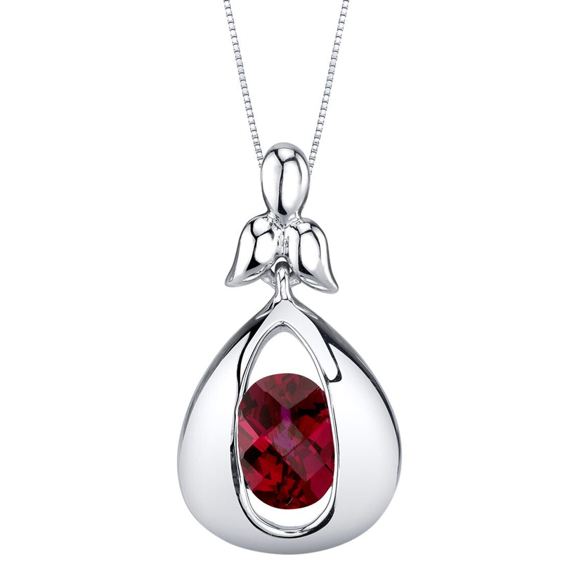 Created Ruby Sterling Silver Cascade Pendant Necklace