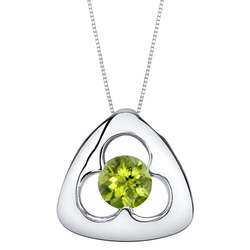 Peridot Trinity Knot Pendant Necklace Sterling Silver