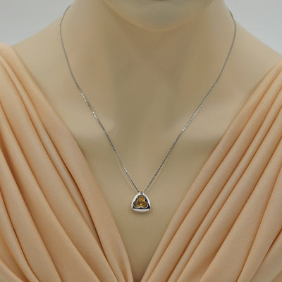 Citrine Sterling Silver Trinity Knot Pendant Necklace