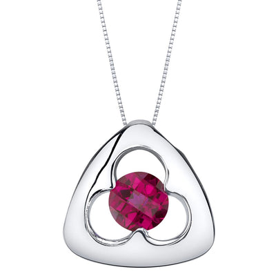 Created Ruby Sterling Silver Trinity Knot Pendant Necklace