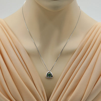 Simulated Emerald Sterling Silver Trinity Knot Pendant Necklace