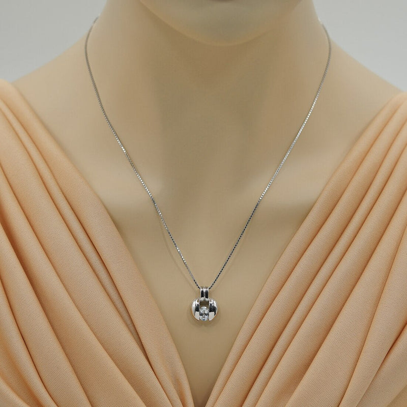 Aquamarine Sterling Silver Starship Pendant Necklace