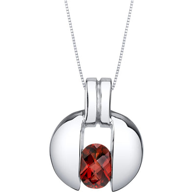 Garnet Sterling Silver Starship Pendant Necklace