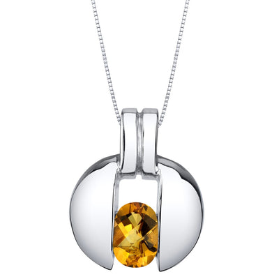 Citrine Sterling Silver Starship Pendant Necklace