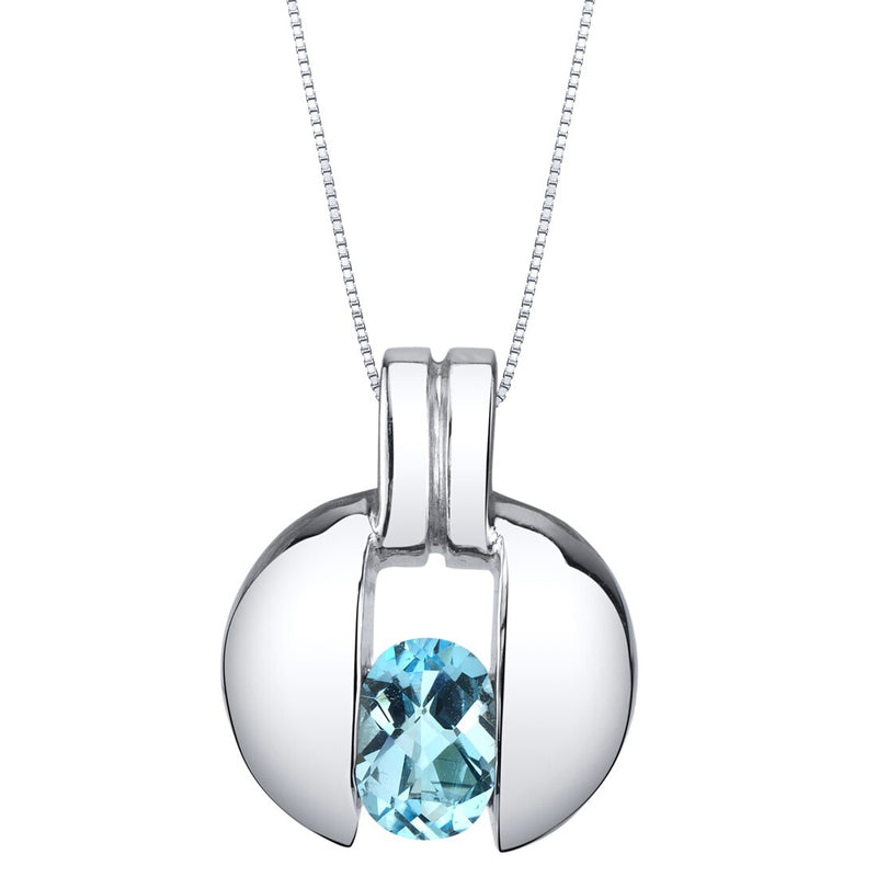 Swiss Blue Topaz Sterling Silver Starship Pendant Necklace