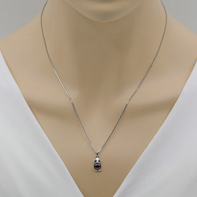 Garnet Mini Owl Sterling Silver Pendant Necklace