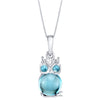 Swiss Blue Topaz Mini Owl Sterling Silver Pendant Necklace