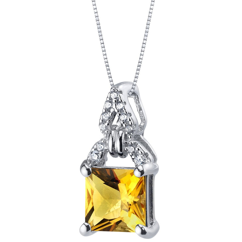 Citrine Sterling Silver Portico Pendant Necklace 1.50 Carats