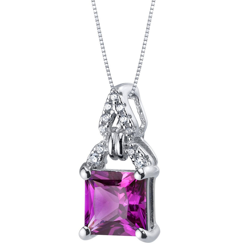 2.25 Carat Created Purple Sapphire Sterling Silver Portico Pendant Necklace