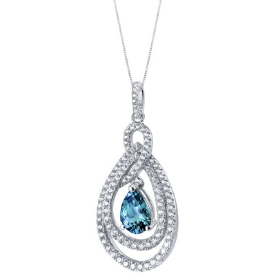 Tear Drop Simulated Alexandrite Sterling Silver Glamour Pendant Necklace 2.50 Carats