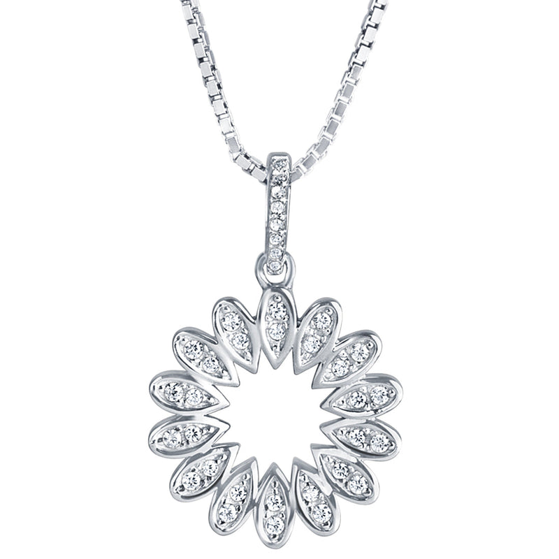 Sterling Silver Cubic Zirconia Blossom Pendant