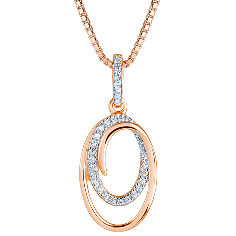 Rose-Tone Sterling Silver Cubic Zirconia Swirl Design Pendant