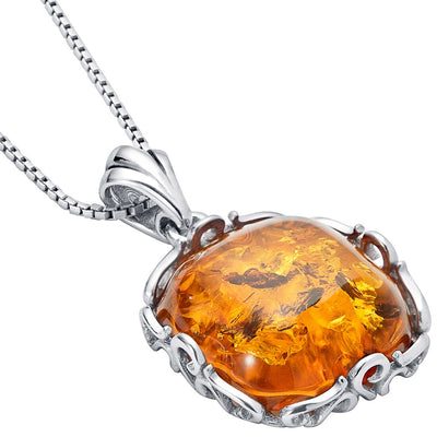 Genuine Baltic Amber Cushion Cut Pendant Necklace In Sterling Silver Sp12024 alternate view and angle