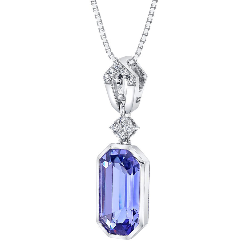 Octagon Shape Tanzanite Art Deco Pendant Necklace Sterling Silver 5.50 Carats