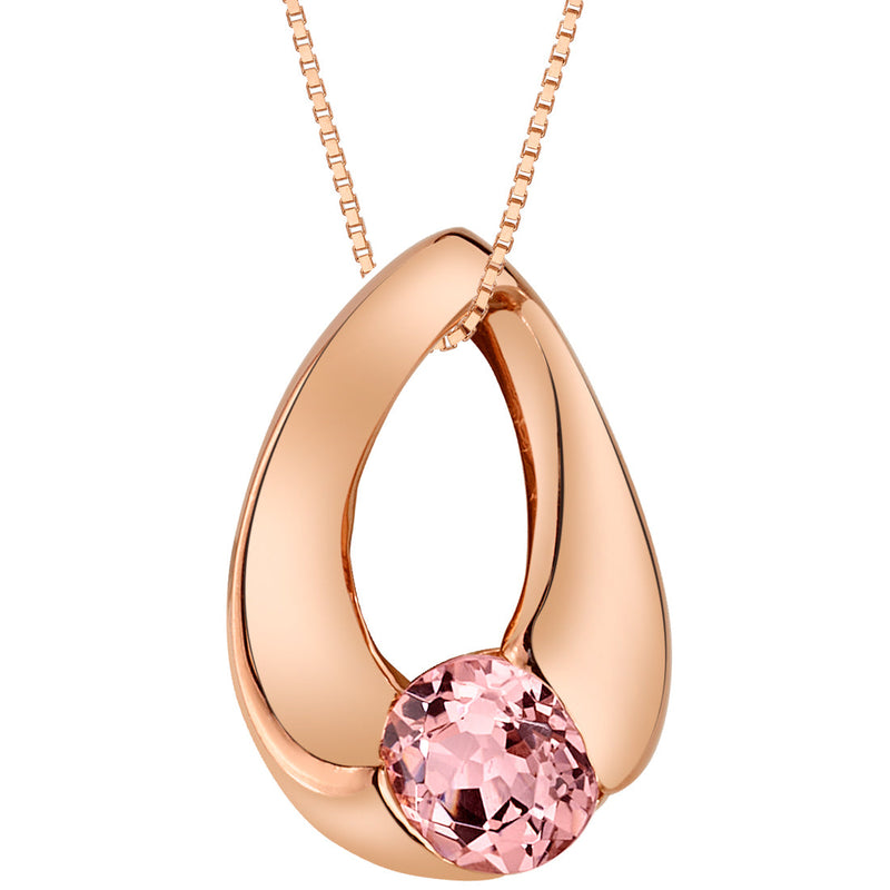 Simulated Morganite Pendant Necklace in Rose-Tone Sterling Silver, Slider Solitaire SP12090