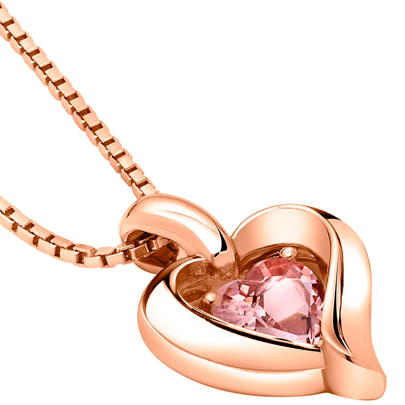 Simulated Morganite Pendant Necklace in Rose-Tone Sterling Silver, Heart in Heart Shape SP12106