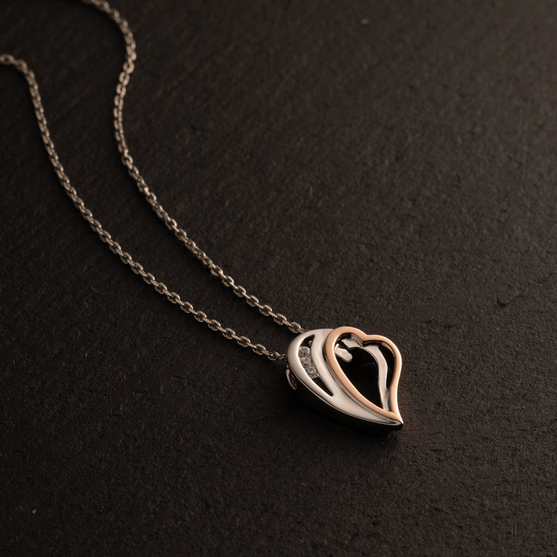 Two-Tone Sterling Silver Hearts Soiree Pendant