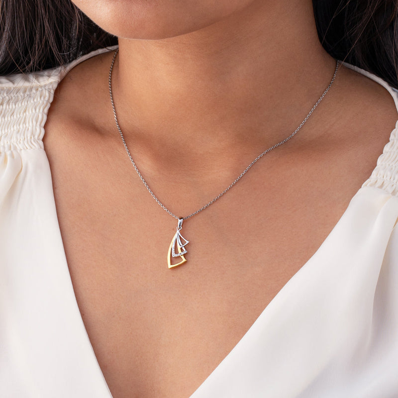 Two-Tone Sterling Silver Fluttering Petals Pendant