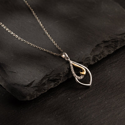 Two-Tone Sterling Silver Twisted Teardrop Pendant