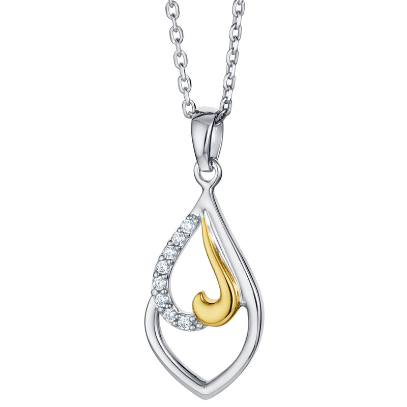 Two-Tone Sterling Silver Twisted Teardrop Pendant