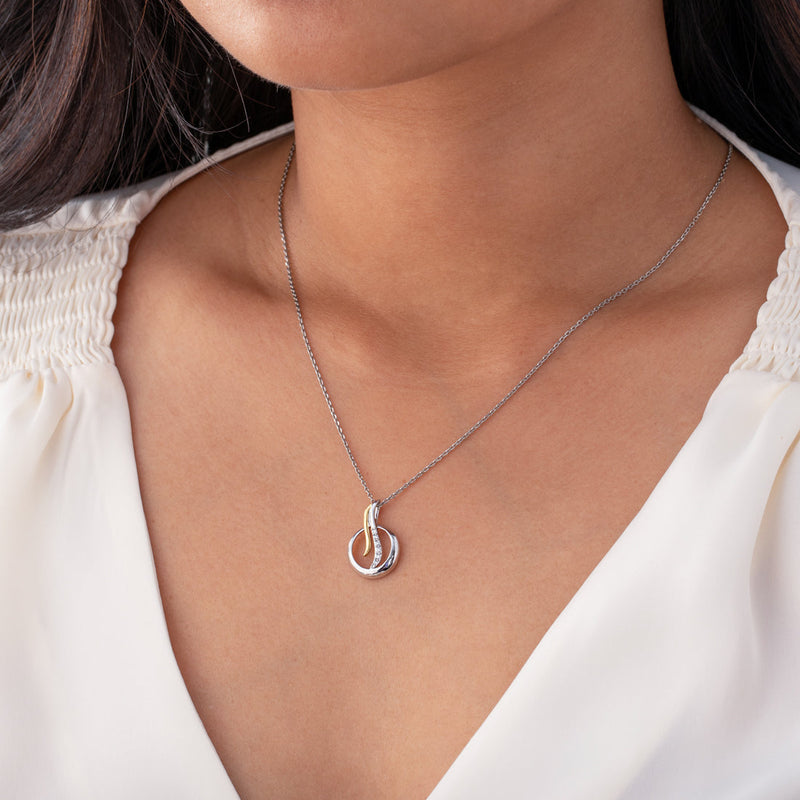 Two-Tone Sterling Silver Open Circle Pendant